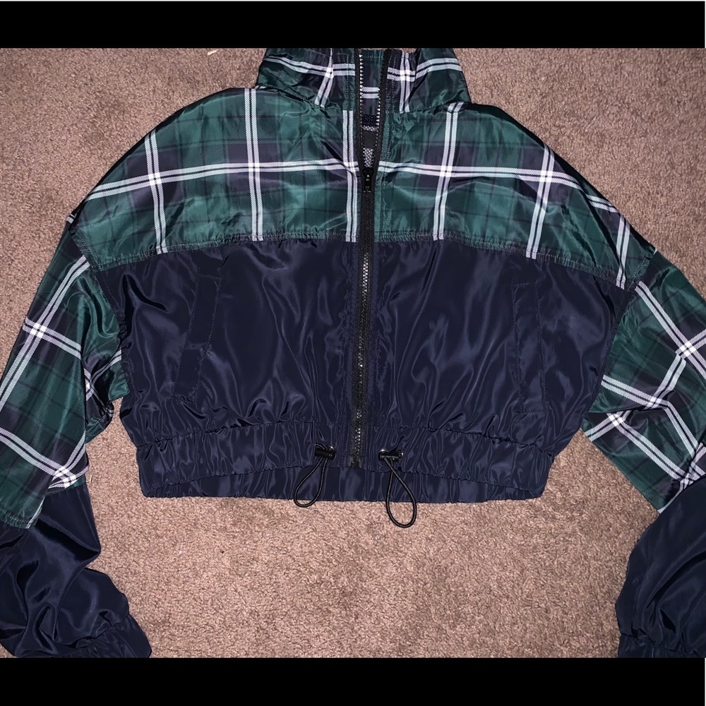 Blue and green cropped jacket